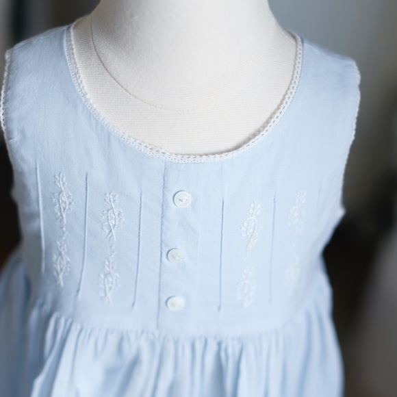 Strasburg Dress Girls Blue Cotton Sundress Beach Portrait Vacation - Picture 2 of 6